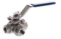 499-1944 RS PRO Stainless Steel T Port, 3 Way, Ball Valve, Threaded, BSPP 1/2in, 68bar Operating Pressure