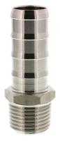 1823-16-21 Legris Stainless Steel Pipe Fitting, Straight Hexagon Tailpiece Adapter, Male R 1/2in x Male