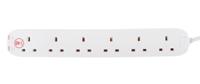 696-3660 RS PRO 2m 6 Socket Type G - British Extension Lead