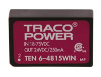 ten-6-4815win TRACOPOWER TEN 6WIN DC-DC Converter, 24V dc/ 250mA Output, 18 → 75 V dc Input, 6W, Through Hole, +85°C Max Temp