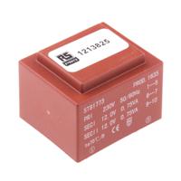 121-3825 RS PRO 2 x 12V ac 2 Output PCB Mount PCB Transformer, 1.5VA