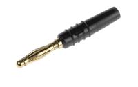 222618-21 Staubli Black Male Banana Plug, 2mm Connector, Solder Termination, 10A, 30 V, 60V dc, Gold Plating