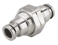 kqg2e07-00 SMC KQG2 Series Bulkhead Tube-to-Tube Adaptor, Push In 1/4 in to Push In 1/4 in, Tube-to-Tube Connection Style
