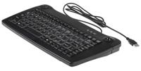 136-9673 RS PRO Wired USB Trackball Mini Keyboard, QWERTY (UK), Black