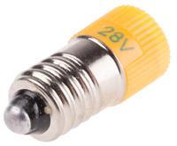 206-687 RS PRO Yellow LED Indicator Lamp, 28V ac/dc, E10 Base, 10mm Diameter, 120/110mcd
