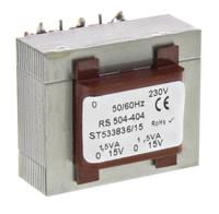 504-404 RS PRO 15V ac 2 Output Through Hole PCB Transformer, 3VA