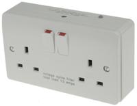 k1816-whi MK Electric Logic Plus White 2 Gang Plug Socket, 2 Poles, 13A, Type G - British, Indoor Use