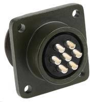 ms3102a-16s-1p Amphenol Industrial, MS3102A, Copper Alloy 7 Way Box Mount MIL Spec Circular Connector Receptacle, Pin Contacts,Shell