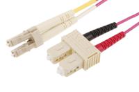 121-3909 RS PRO LC to SC Duplex Multi Mode OM4 Fibre Optic Cable, 900μm, Violet, 2m