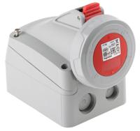 5-553-58 Legrand, P17 Tempra Pro IP66, IP67 Red Wall Mount 3P + E Industrial Power Socket, Rated At 16A, 415 V