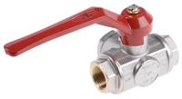 486-328 RS PRO Brass Reduced Bore, 3 Way, Ball Valve, Threaded, BSPP 3/4in, 40bar Operating Pressure