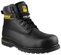 p708026 CAT Holton Black Steel Toe Capped Men's Safety Boots, UK 8, EU 42