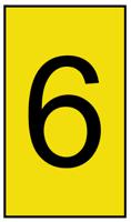 901-10484 HellermannTyton Ovalgrip Slide On Cable Markers, Black on Yellow, Pre-printed "6", 2.5 → 6mm Cable,