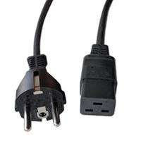 558-924 RS PRO Straight IEC C19 Socket to Straight CEE 7/7 Plug Power Cord, 2.5m