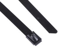 547-4377 RS PRO Cable Tie, Roller Ball, 360mm x 7.9 mm, Metallic Polyester Coated Stainless Steel, Pk-100