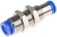 kce08-00 SMC KC Series Bulkhead Tube-to-Tube Adaptor, Push In 8 mm to Push In 8 mm, Tube-to-Tube Connection Style
