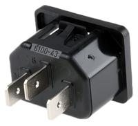 61004315 Schurter C14 Snap-In IEC Connector Male, 10A, 250 V