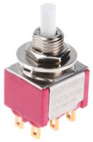 8225shzbe C & K Push Button Switch, Momentary, Panel Mount, 6.4mm Cutout, DPDT