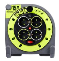 889-2497 RS PRO 15m 4 Socket Type F - German Schuko Cable Reel Open Reel, 240 V