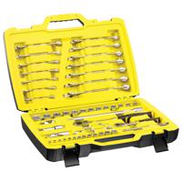 fmmt82827-1 Stanley 50-Piece Metric 1/2 in; 1/4 in Standard Socket/Spanner Set with Ratchet, 6 point