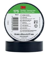 3m-175-black-19mm-x-20m 3M Temflex Black Vinyl Electrical Tape, 19mm x 20m