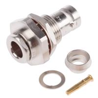 r142329000w Radiall Straight 75Ω Panel Mount BNC Connector, jack, Nickel, Clamp Termination, RG59