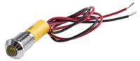 723-9450 RS PRO Yellow Panel Mount Indicator, 12V dc, 8mm Mounting Hole Size, Lead Wires Termination, IP67