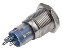 811-8409 RS PRO Illuminated Push Button Switch, Latching, Panel Mount, 16mm Cutout, SPDT, Red LED, 250V ac, IP65, IP67