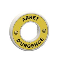 zby9w3b130 Schneider Electric Illuminated Marked Legend Ring for Use with Emergency Stop Mushroom Head Push-Button, Arrêt d'urgence