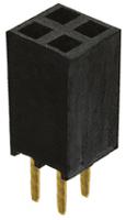 ssw-102-02-g-d Samtec SSW Series Straight Through Hole Mount PCB Socket, 4-Contact, 2-Row, 2.54mm Pitch, Solder Termination