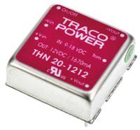 thn-20-1212 TRACOPOWER THN 20 DC-DC Converter, 12V dc/ 1.67A Output, 9 → 18 V dc Input, 20W, Through Hole, +85°C Max Temp
