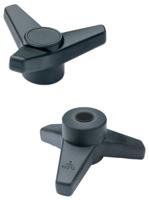 65708 Elesa  Black 3-Arm Clamping Knob, M12, Threaded Hole