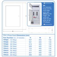 tpn04 Europa 3 Phase Distribution Board, 12 Way, 125 A