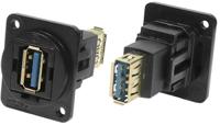 175-0149 RS PRO Straight, Panel Mount, Socket to Socket- Dual Port Type A to A 3.0 USB Connector