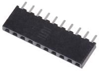 sqt-110-01-l-s Samtec SQT Series Straight Through Hole Mount PCB Socket, 10-Contact, 1-Row, 2mm Pitch, Solder Termination