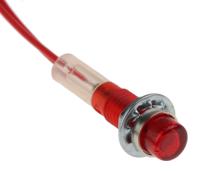 ind515205-240-trd CAMDENBOSS Red Panel Mount Indicator, 240V, 6.4mm Mounting Hole Size, Lead Wires Termination
