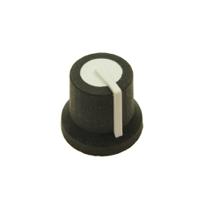 302-681 RS PRO 16.2mm Black Potentiometer Knob for 6mm Shaft Splined