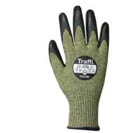 tg5180-11 Traffi Green Acrylic, Aramid, Glass Acrylic, Aramid, Fibreglass Cut Resistant Gloves, Size 11, Chloroprene, Nitrile