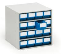 1640-6 Treston 16 Drawer Storage Unit, Plastic, 395mm x 400mm x 400mm, Blue