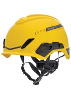 10194787 MSA Safety V-Gard H1 Black, Yellow Safety Helmet with Chin Strap, AdjustableVentilated