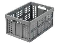 805010692 FIMM 45L Grey Folding Crate, 380mm x 540mm x 270mm