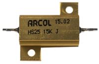 hs25-15k-j Arcol, 15kΩ 25W Wire Wound Chassis Mount Resistor HS25 15K J ±5%