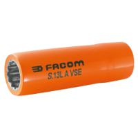 s13lavse Facom 1/2 in Drive 13mm Insulated Long Socket, 12 point, VDE/1000V, 77 mm Overall Length