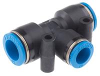 qst-12-10 Festo QST Series Tee Tube-to-Tube Adaptor Push In 10 mm, Push In 12 mm to Push In 12 mm, Tube-to-Tube Connection Style,