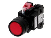 hw1l-m110q4r Idec HW Series Series Illuminated Push Button, Momentary, Panel Mount, 22.3mm Cutout, SPST, Red LED, 24V ac/dc, IP20,