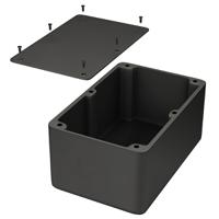 1550hbk Hammond 1550 Series Black Die Cast Aluminium Enclosure, IP54, Black Lid, 222 x 146 x 105mm