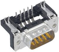 09652626812 HARTING 15 Way Right Angle Through Hole D-sub Connector Plug, 2.74mm Pitch, with 4-40 UNC Threaded Inserts, Boardlocks