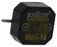 sma-13-s Sonitron 75dB SMD Continuous Internal Piezo Buzzer, 14 x 14 x 6.5mm, 1.5V dc Min, 24V dc Max