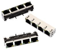 615032137921 Wurth Elektronik WR-MJ Series Female RJ45 Connector, PCB Mount, Nickel Plated Bronze Shield Horizontal 4 Port 8 -Way