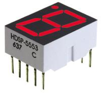 hdsp-5553 HDSP-5553 Avago 7-Segment LED Display, CC Red 1.48 mcd RH DP 14.2mm